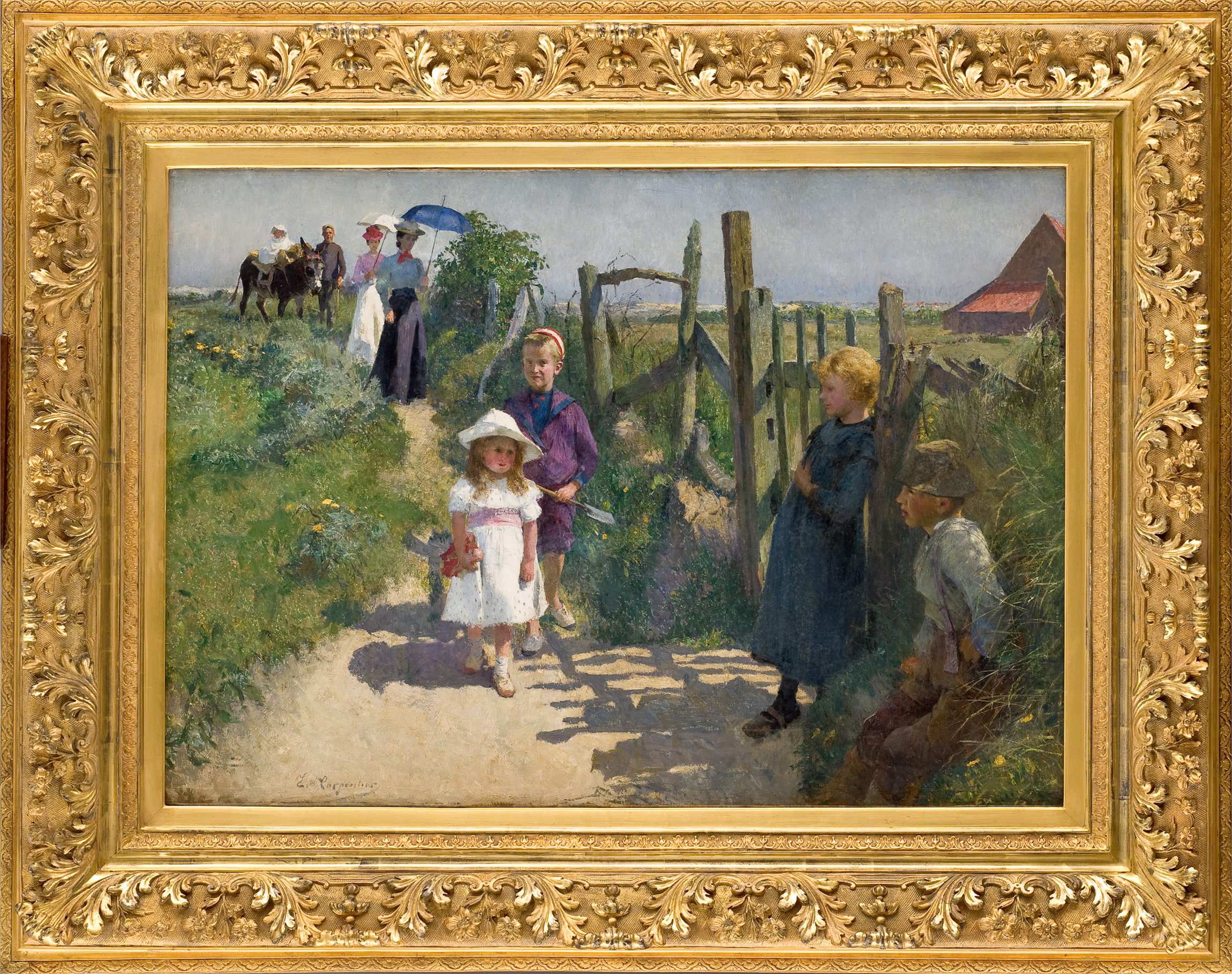 Promenade d'une famille dans les environs de Paris