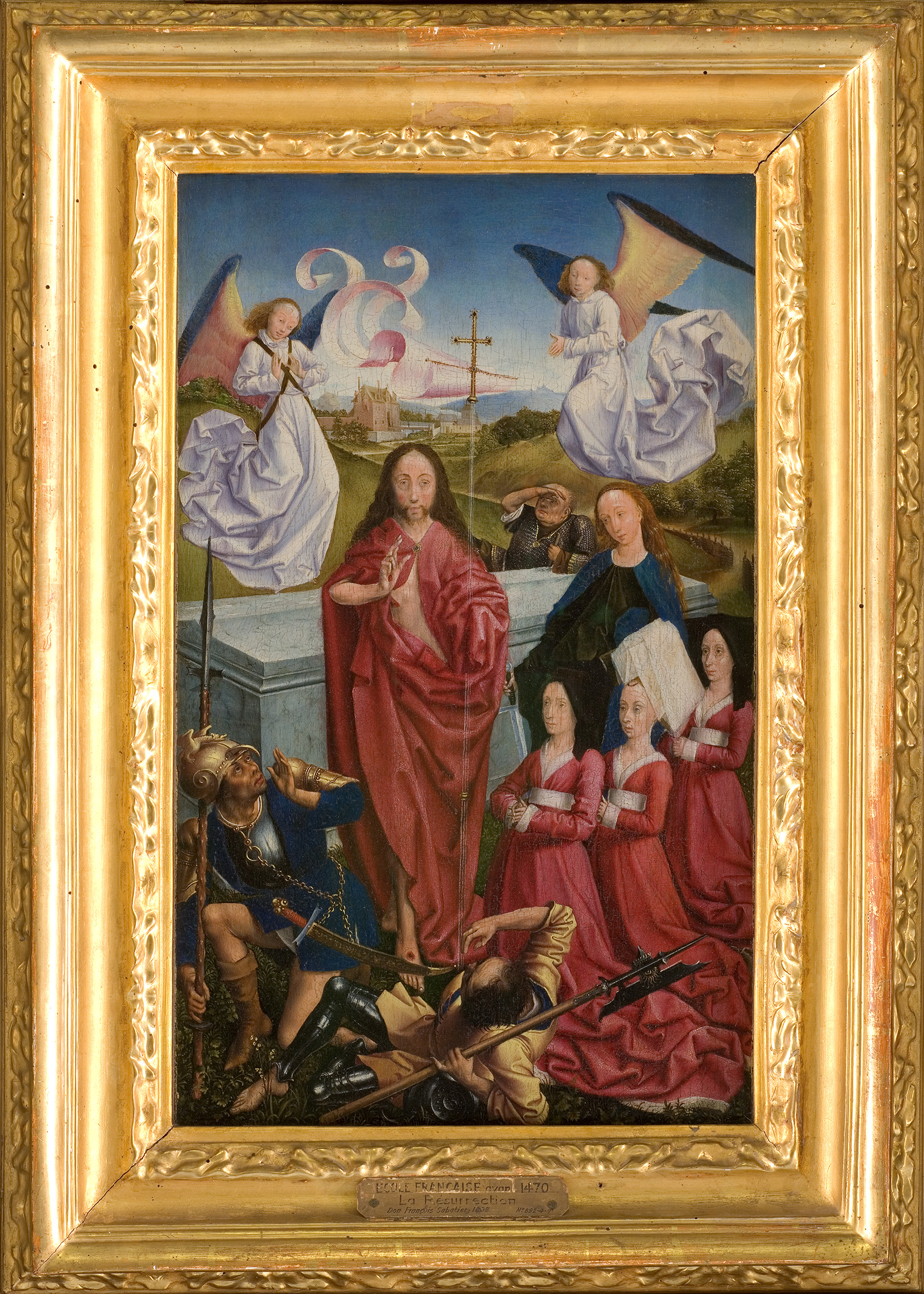 La Résurrection du Christ avec trois donatrices, Jeanne Peschard et ses filles Jacquette et Catherine, présentées par sainte Catherine
