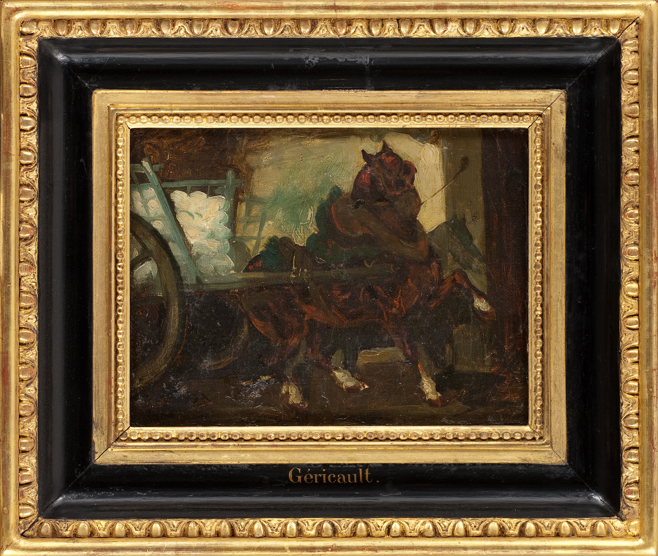 Un cheval attelé à un chariot (esquisse)