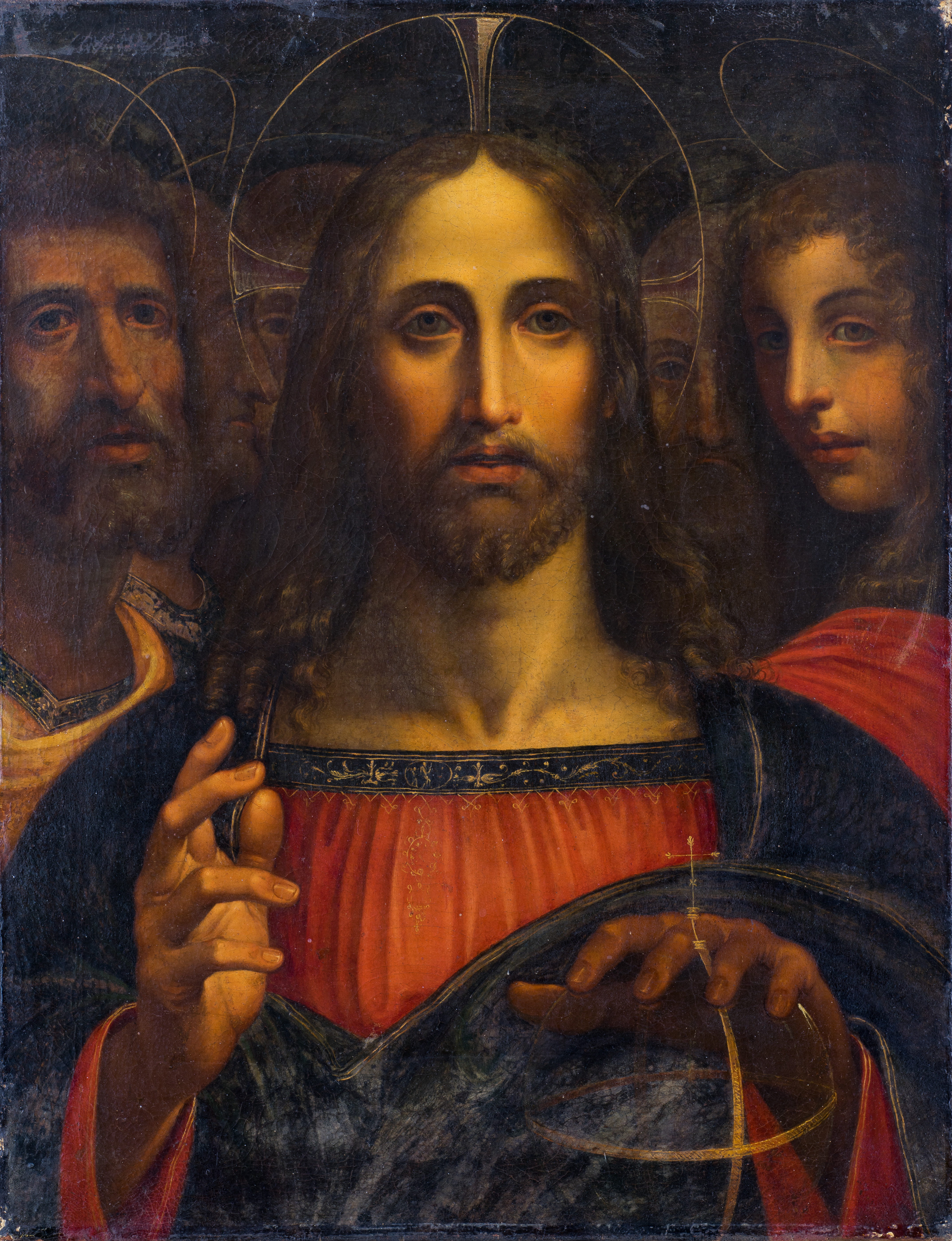 Le Christ bénissant le monde entouré des quatre évangélistes