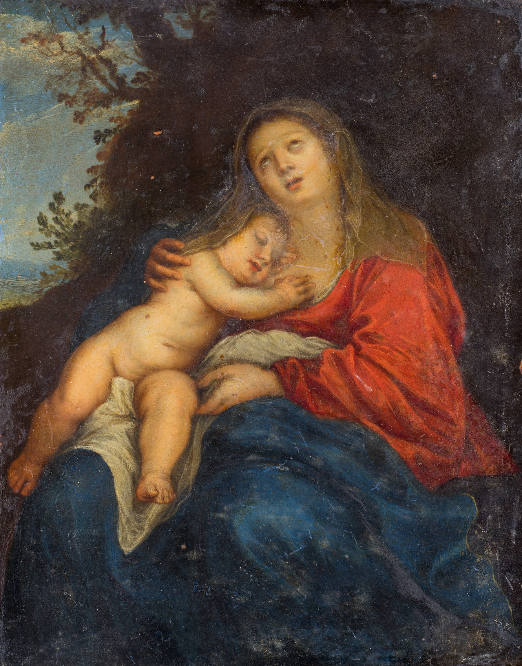 La Vierge et l'enfant Jésus endormi sur ses genoux