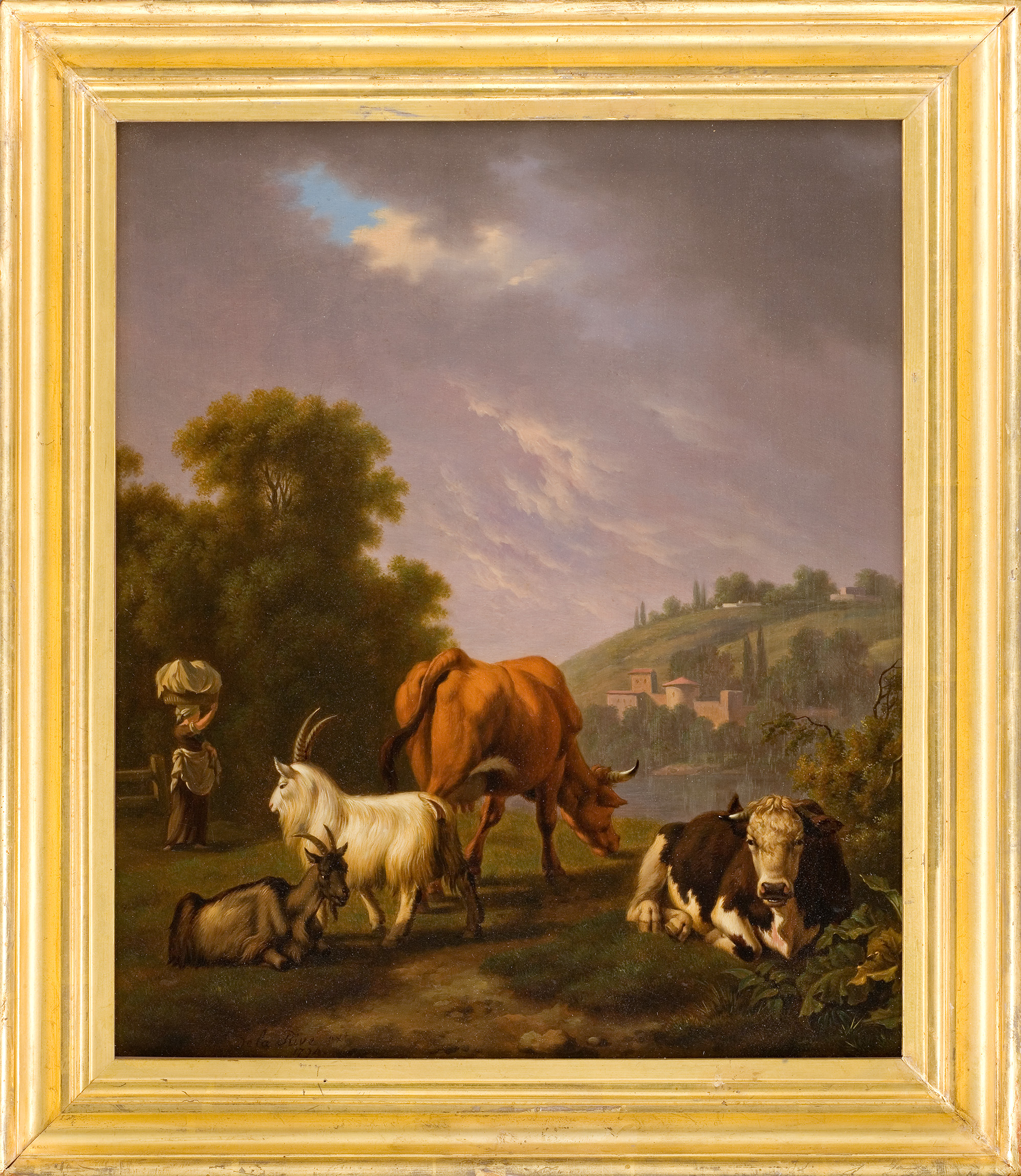 Paysage avec troupeau