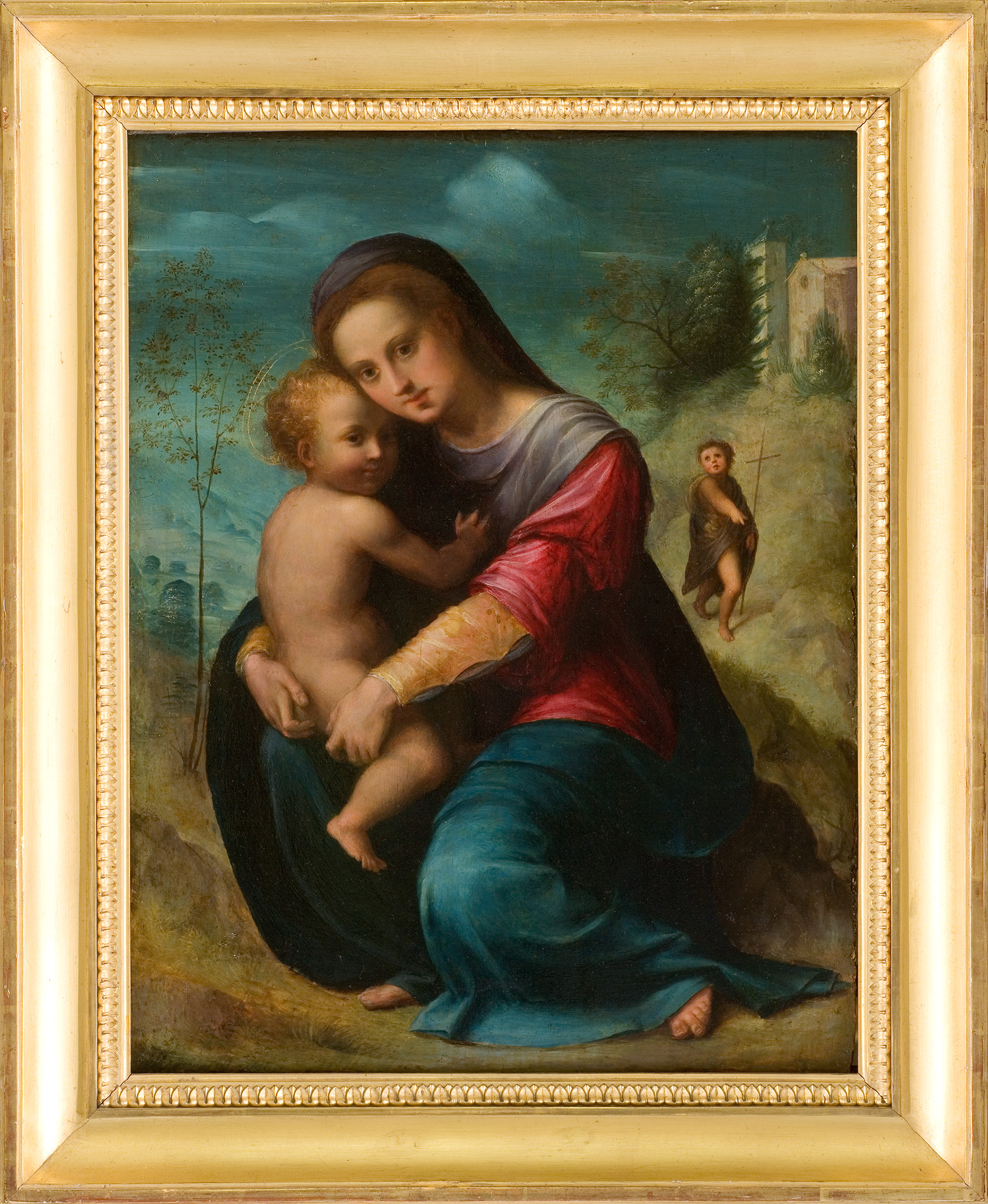 La Vierge d’humilité dans un paysage avec le petit saint Jean Baptiste à l’arrière-plan