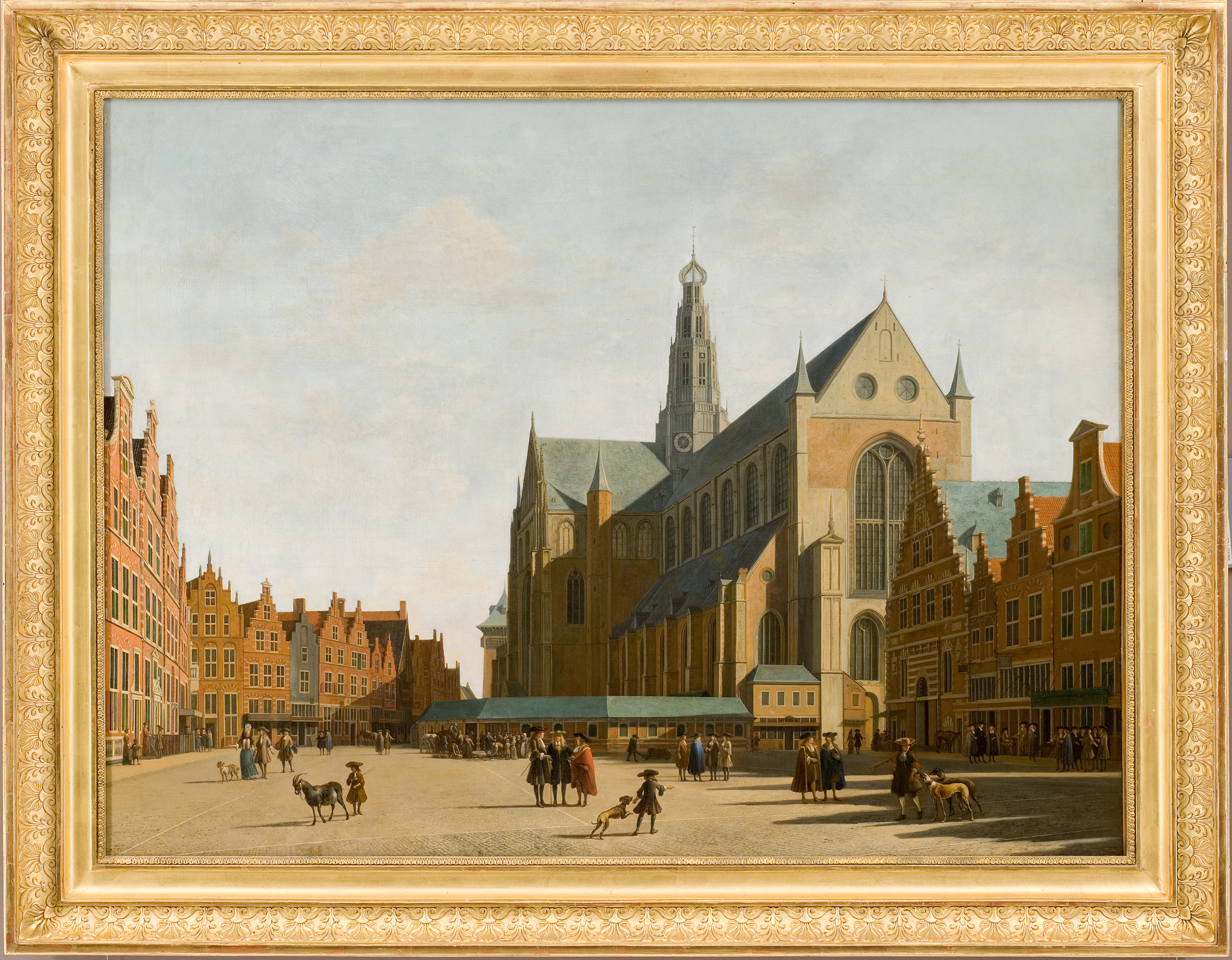 Vue du Grand Marché et de l'église Saint-Bavon à Haarlem